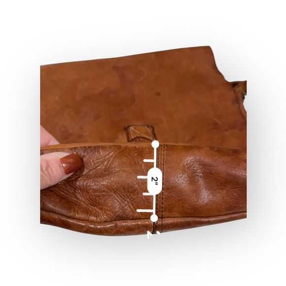 Harbour 2nd Genuine Leather Crossbody Bag Cognac Brown Messenger Satchel - Picture 4 of 9